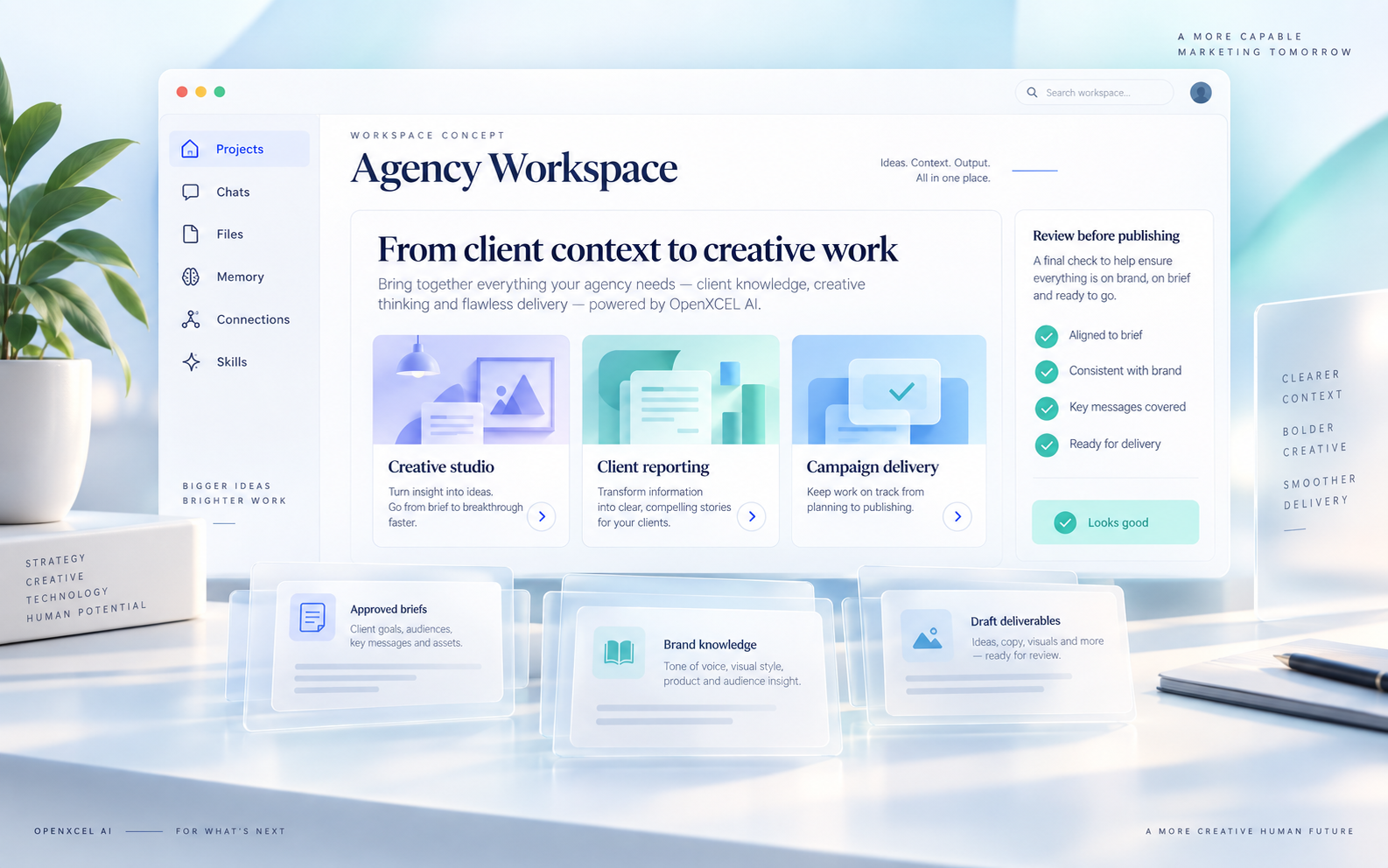 Agency Workspace concept for creative briefs, reporting and campaign delivery